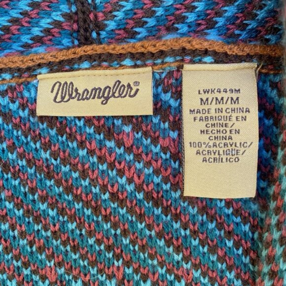 Womens Wrangler Western Cardigan Knitted Sweater Size M Fringe Aztec Cowgirl - Picture 2 of 6